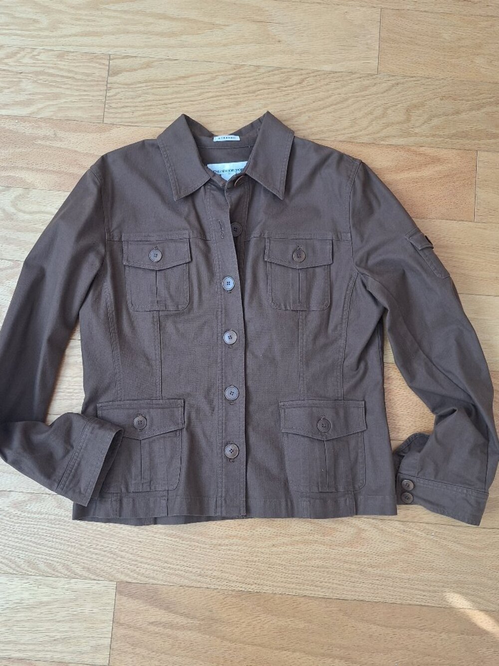 NWOT Jones New York Brown Cargo utility jacket, size L, tailored look
